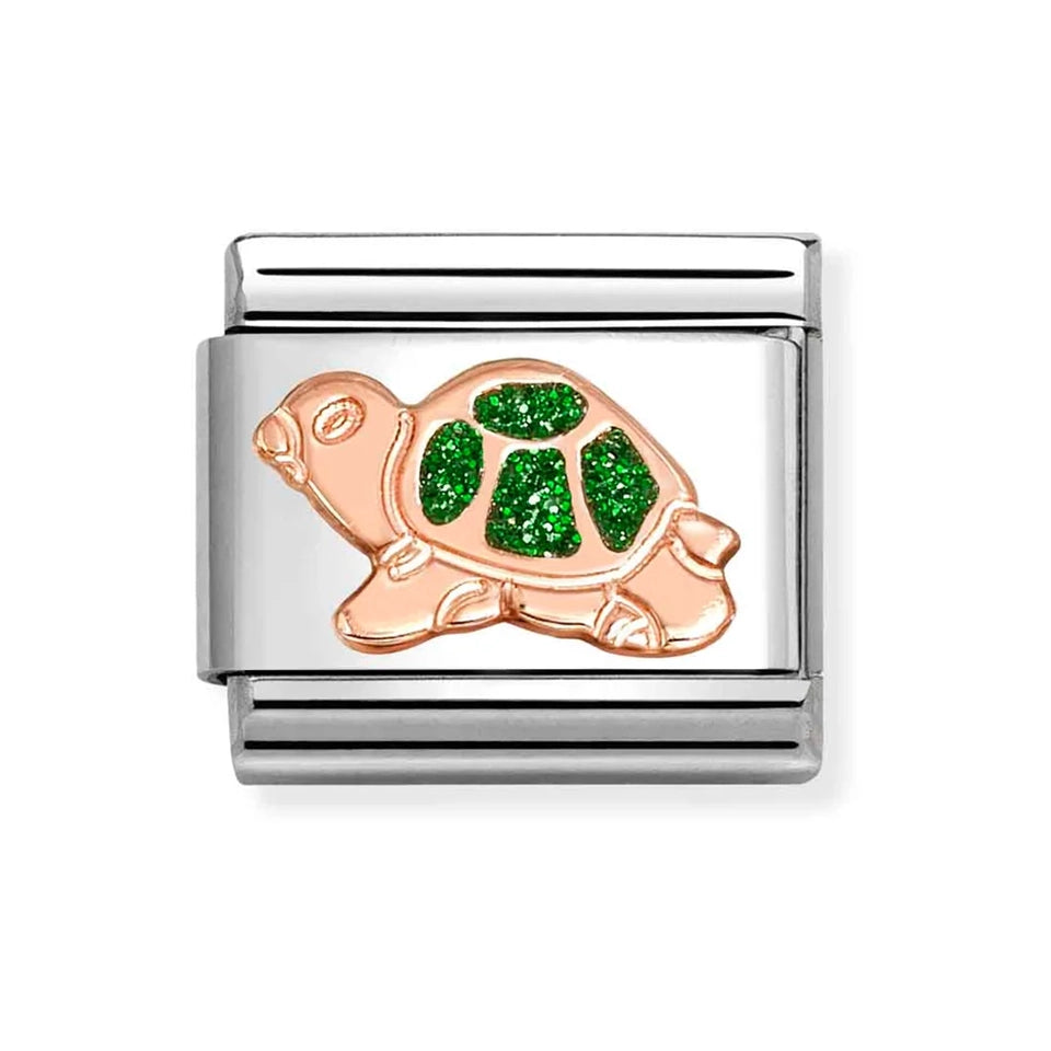 Nomination CLASSIC Rose Green Glitter Enamel Turtle Charm
