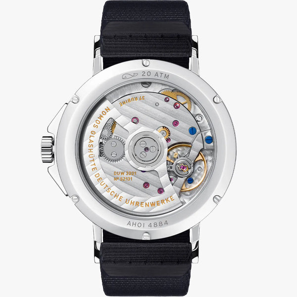 NOMOS Glashütte Ahoi Neomatik 38 Date Sky Automatic Watch | Exhibition Case Back