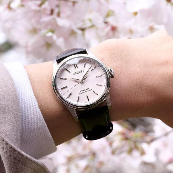 Seiko Presage Men's Classic 'Sakura Iro' Cherry Blossom Leather Strap Watch