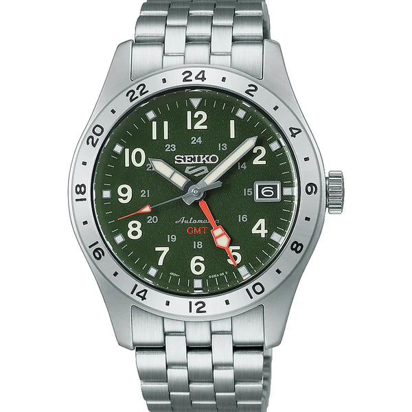 Seiko 5 Sports Men's GMT Khaki Field Drill Bracelet Watch