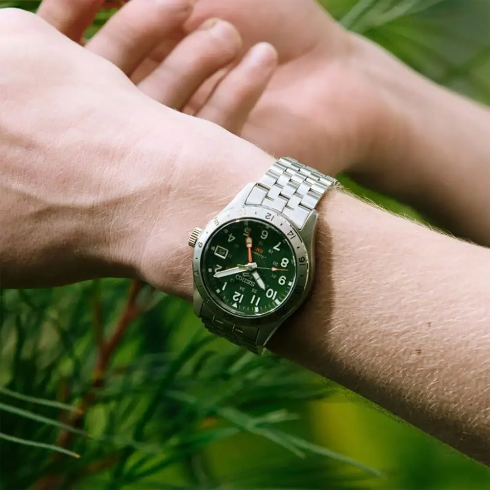 Seiko 5 Sports Men's GMT Khaki Field Drill Bracelet Watch