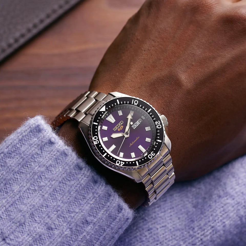 Seiko 5 Sports Limited Edition SKX Edo Purple Dial Bracelet Watch