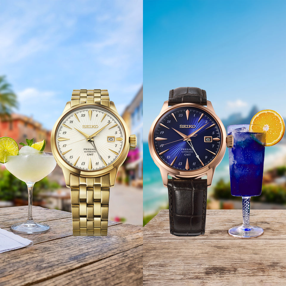 Seiko Presage Men's Cocktail Time 'Daiquiri' GMT Gold PVD Bracelet Watch