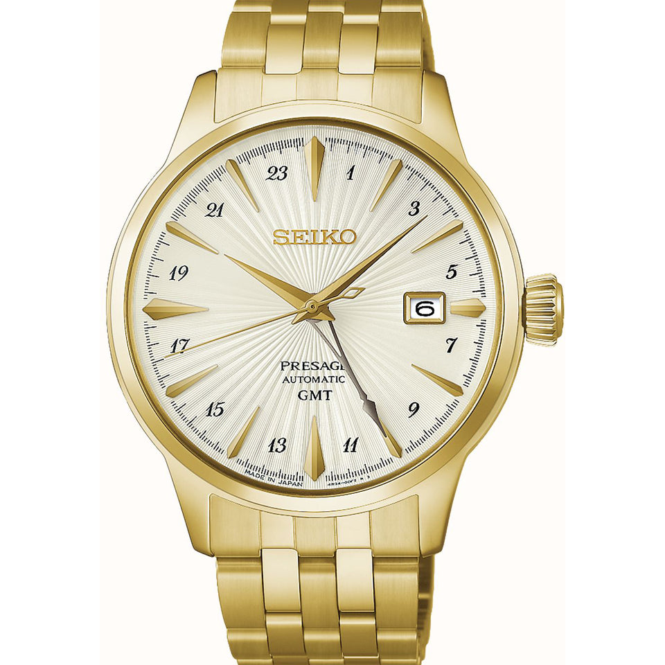 Seiko Presage Men's Cocktail Time 'Daiquiri' GMT Gold PVD Bracelet Watch