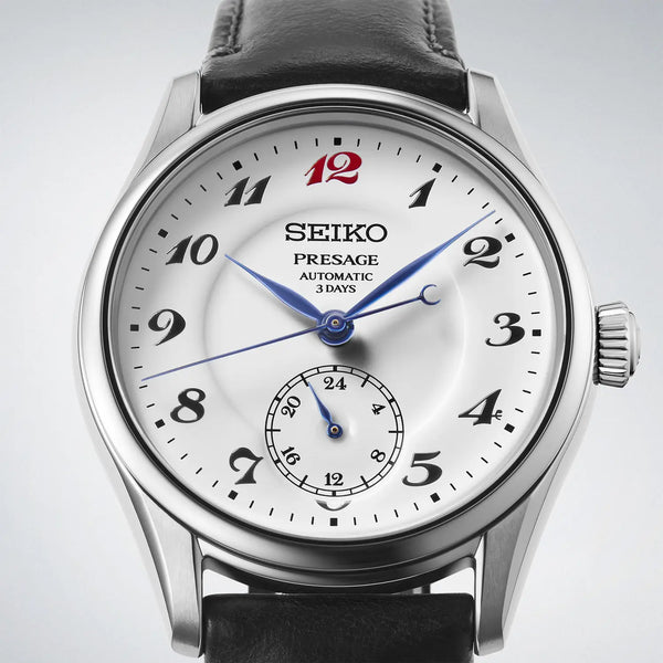 Seiko Presage Men's Classic 'Craftmanship' Enamel Laurel Dial Leather Strap Watch