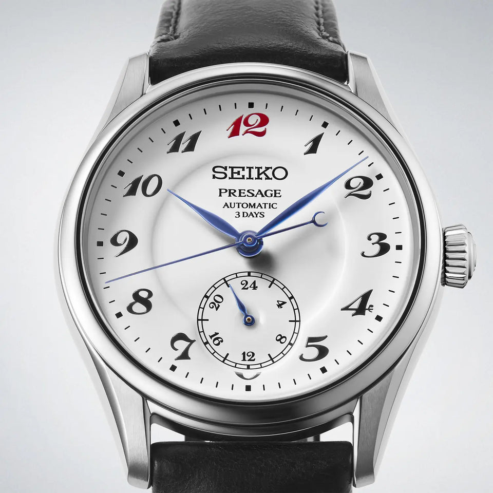 Seiko Presage Men's Classic 'Craftmanship' Enamel Laurel Dial Leather Strap Watch
