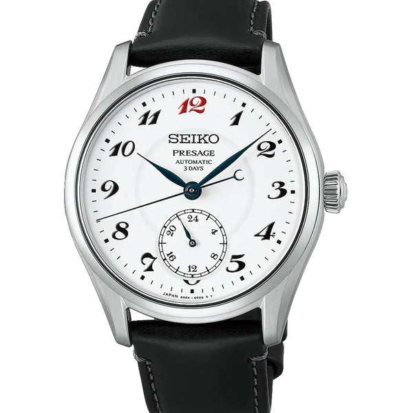 Seiko Presage Men's Classic 'Craftmanship' Enamel Laurel Dial Leather Strap Watch
