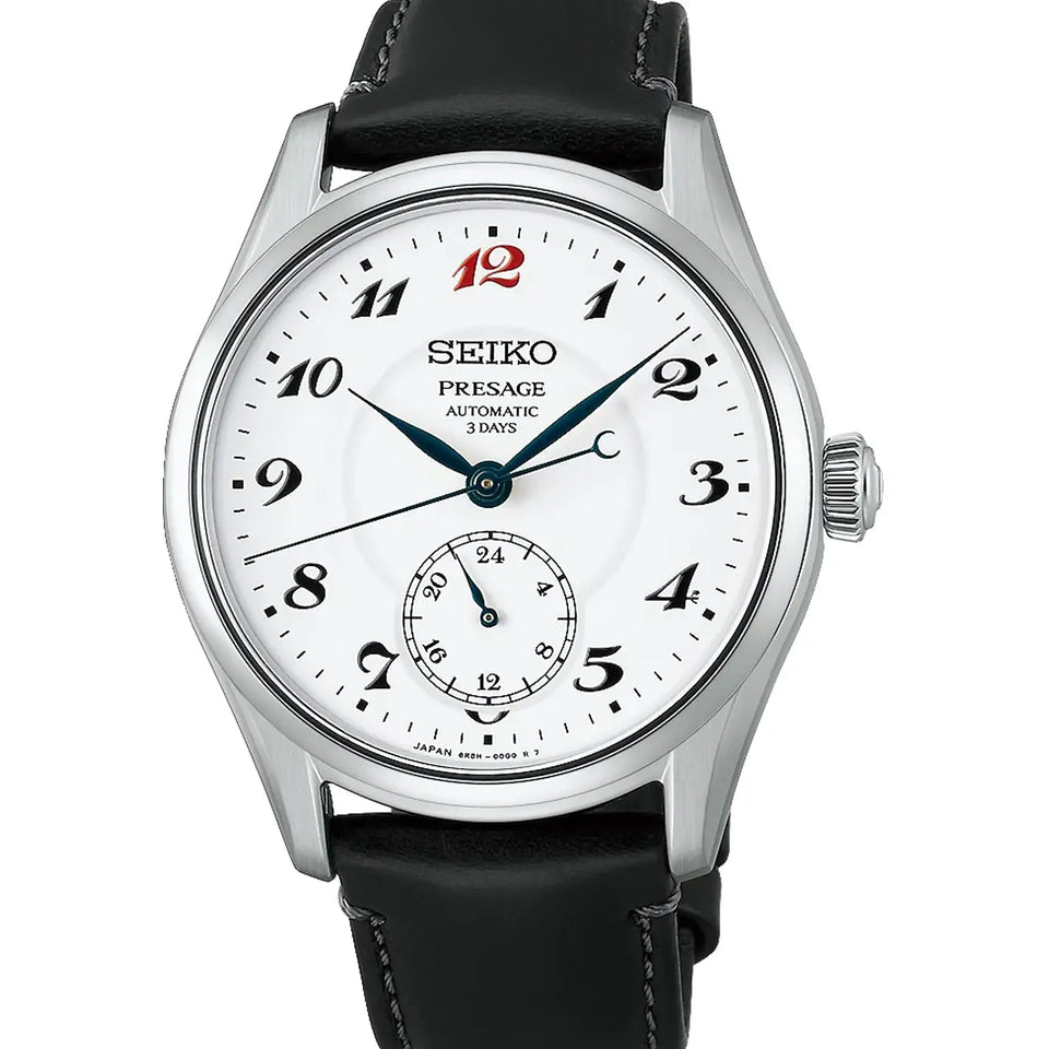 Seiko Presage Men's Classic 'Craftmanship' Enamel Laurel Dial Leather Strap Watch
