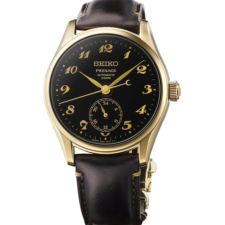 Seiko Presage Men's Classic 'Craftsmanship' Urushi Lacquer Laurel Dial Leather Strap Watch