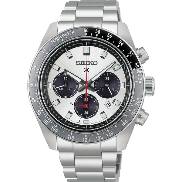 Seiko Prospex Men's 'Racing' Silver Tone Solar Speedtimer Bracelet Watch