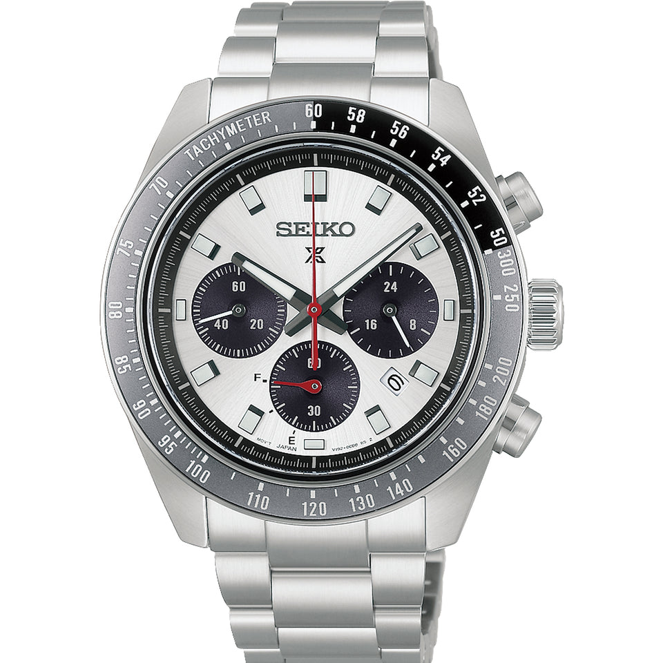 Seiko Prospex Men's 'Racing' Silver Tone Solar Speedtimer Bracelet Watch