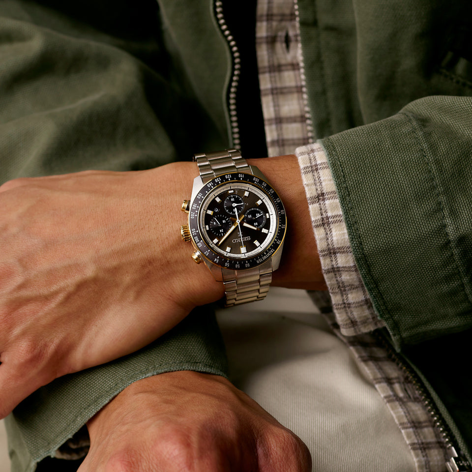 Seiko Prospex Men's 'Racing' Grey Dial Chronograph Solar Bracelet Watch