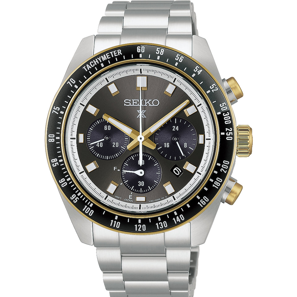 Seiko Prospex Men's 'Racing' Grey Dial Chronograph Solar Bracelet Watch