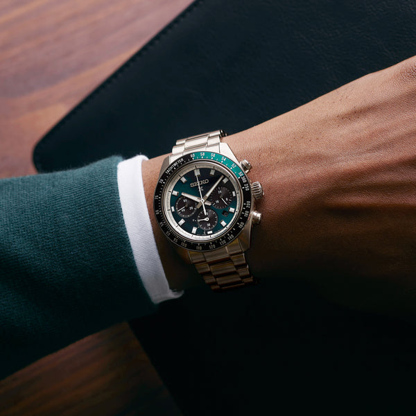 Seiko Prospex Men's 'Racing' Green Dial Solar Chronograph Bracelet Watch