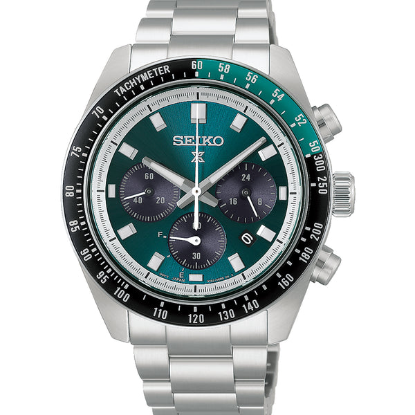 Seiko Prospex Men's 'Racing' Green Dial Solar Chronograph Bracelet Watch