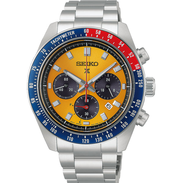 Seiko Prospex Men's 'Racing' Yellow Dial Solar Chronograph Bracelet Watch