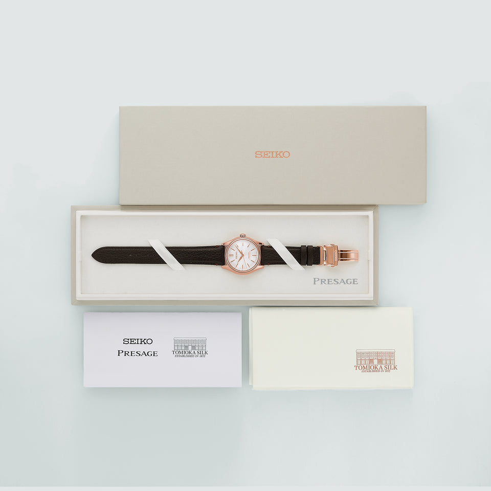 Seiko Presage Limited Edition Tomioka Silk White Shiro-neri-Gummo-Hoso Strap Watch