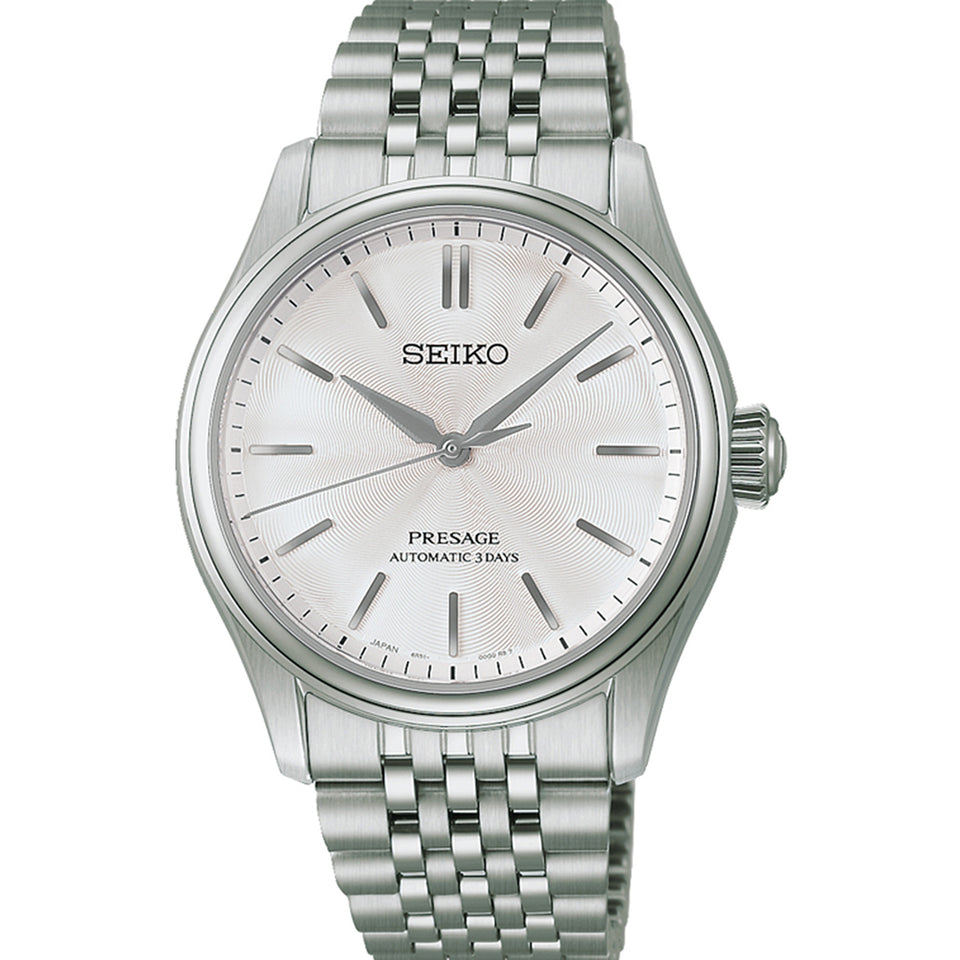 Seiko Presage Men's Classic Series White Shironeri Bracelet Watch