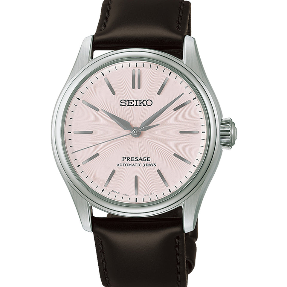 Seiko Presage Men's Classic 'Sakura Iro' Cherry Blossom Leather Strap Watch