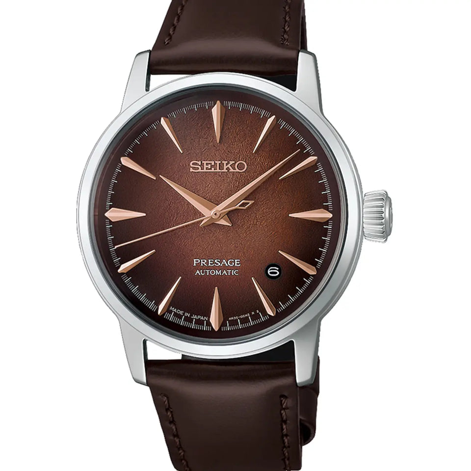 Seiko Presage Men's Cocktail Time Crushed Ice 'Whisky Mist' Strap Watch