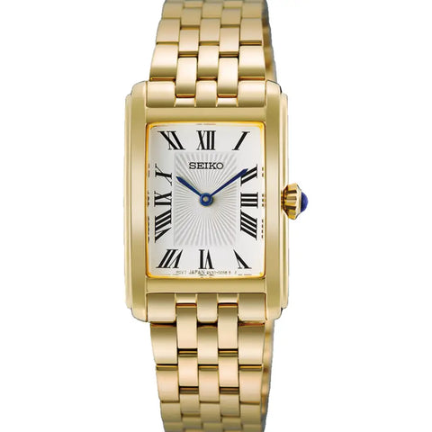 Seiko Ladies' Classic Gold-Tone Rectangular Dial Bracelet Watch
