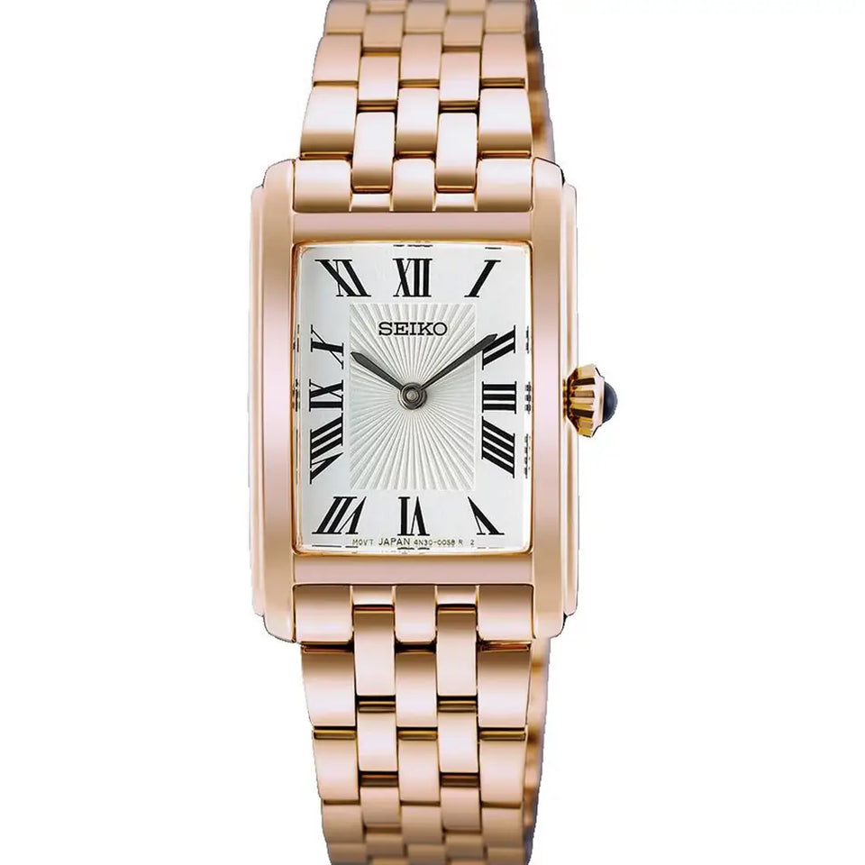Seiko Ladies Classic White Dial Rose Gold Bracelet Watch