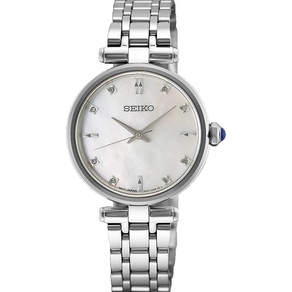 Seiko Ladies Dress Mother Of Pearl Diamond Set Bracelet Watch