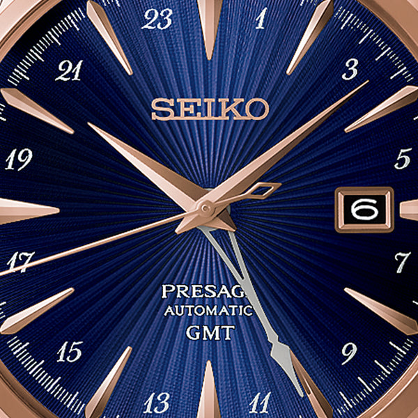 Seiko Presage Men's Cocktail Time 'Corcovado' GMT Brown Leather Strap Watch