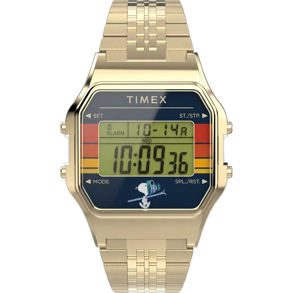 Timex x Peanuts® x Snoopy T80 Special Edition Gold Digital Ski Watch