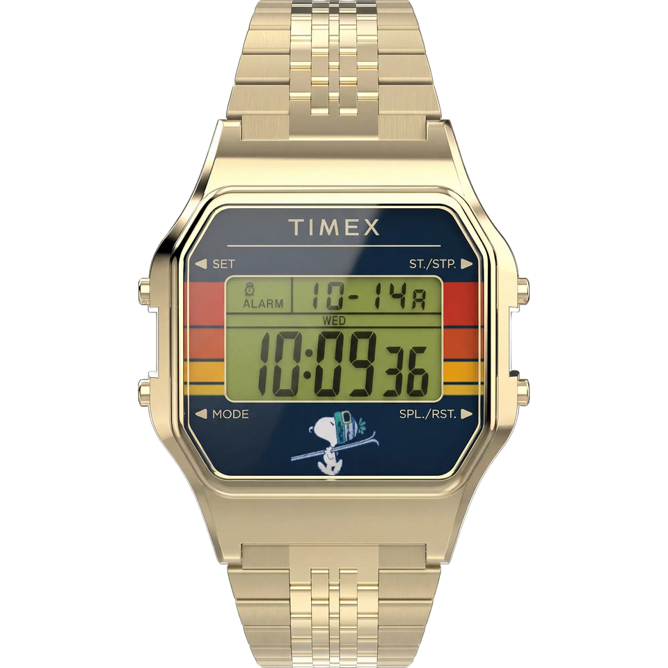 Timex x Peanuts® x Snoopy T80 Special Edition Gold Digital Ski Watch