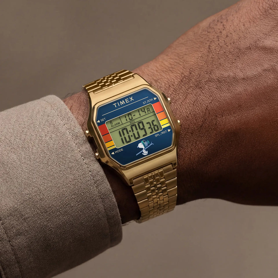Timex x Peanuts® x Snoopy T80 Special Edition Gold Digital Ski Watch