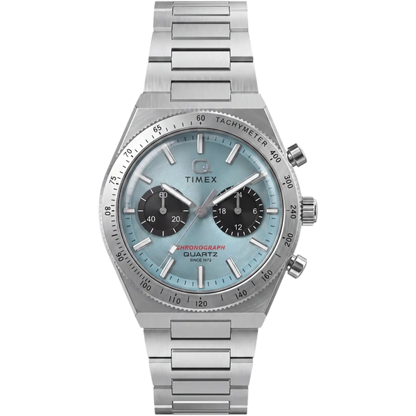 Timex Men's Q Continental Light Blue 36mm Chronograph Watch