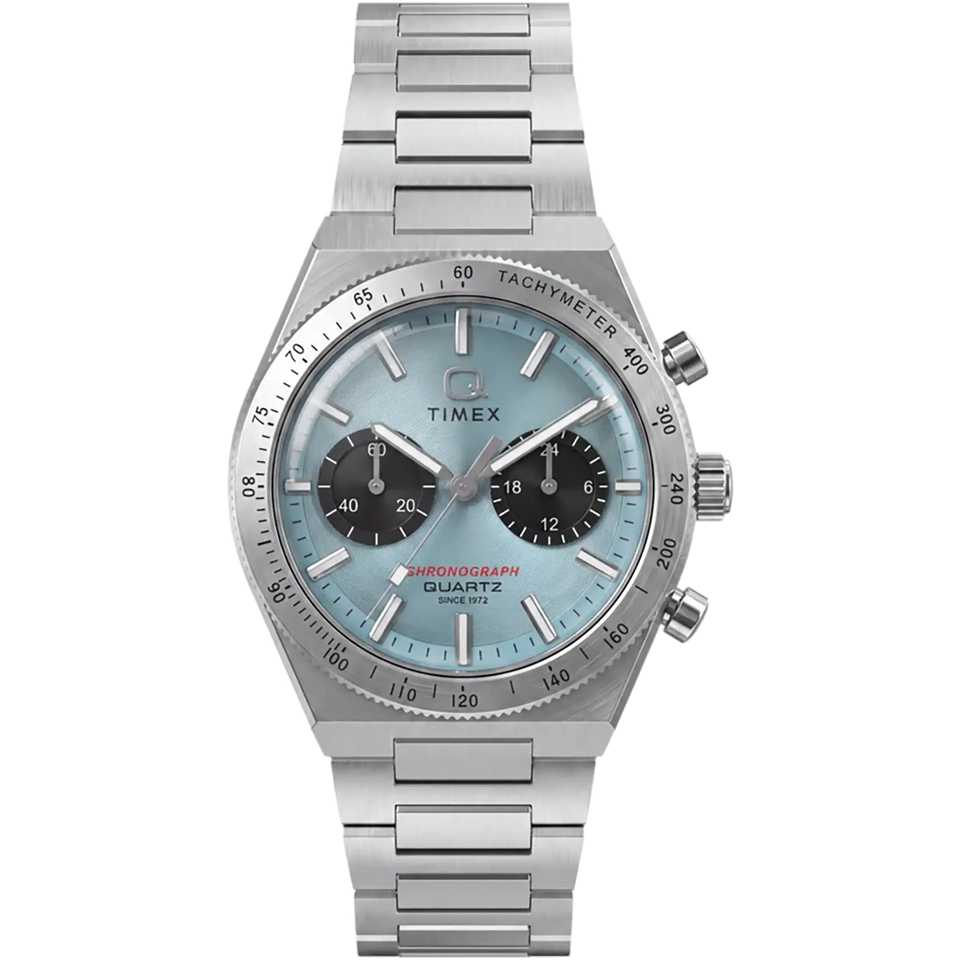 Timex Men's Q Continental Light Blue 36mm Chronograph Watch