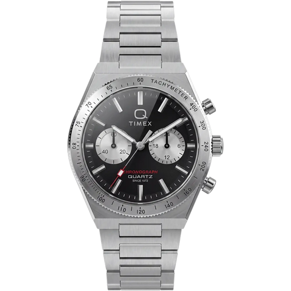 Timex Men's Q Continental Black Dial 36mm Chronograph Watch