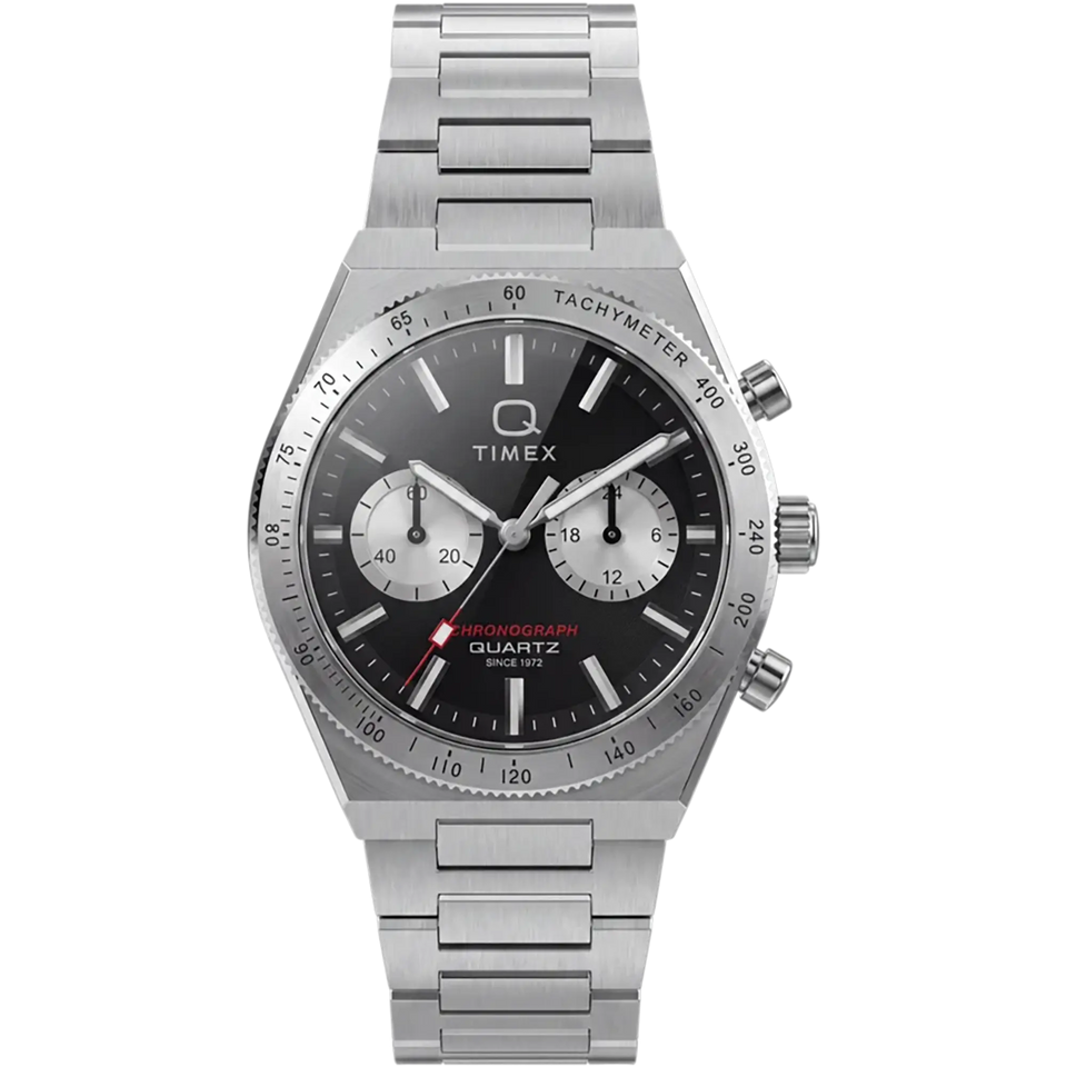 Timex Men's Q Continental Black Dial 36mm Chronograph Watch