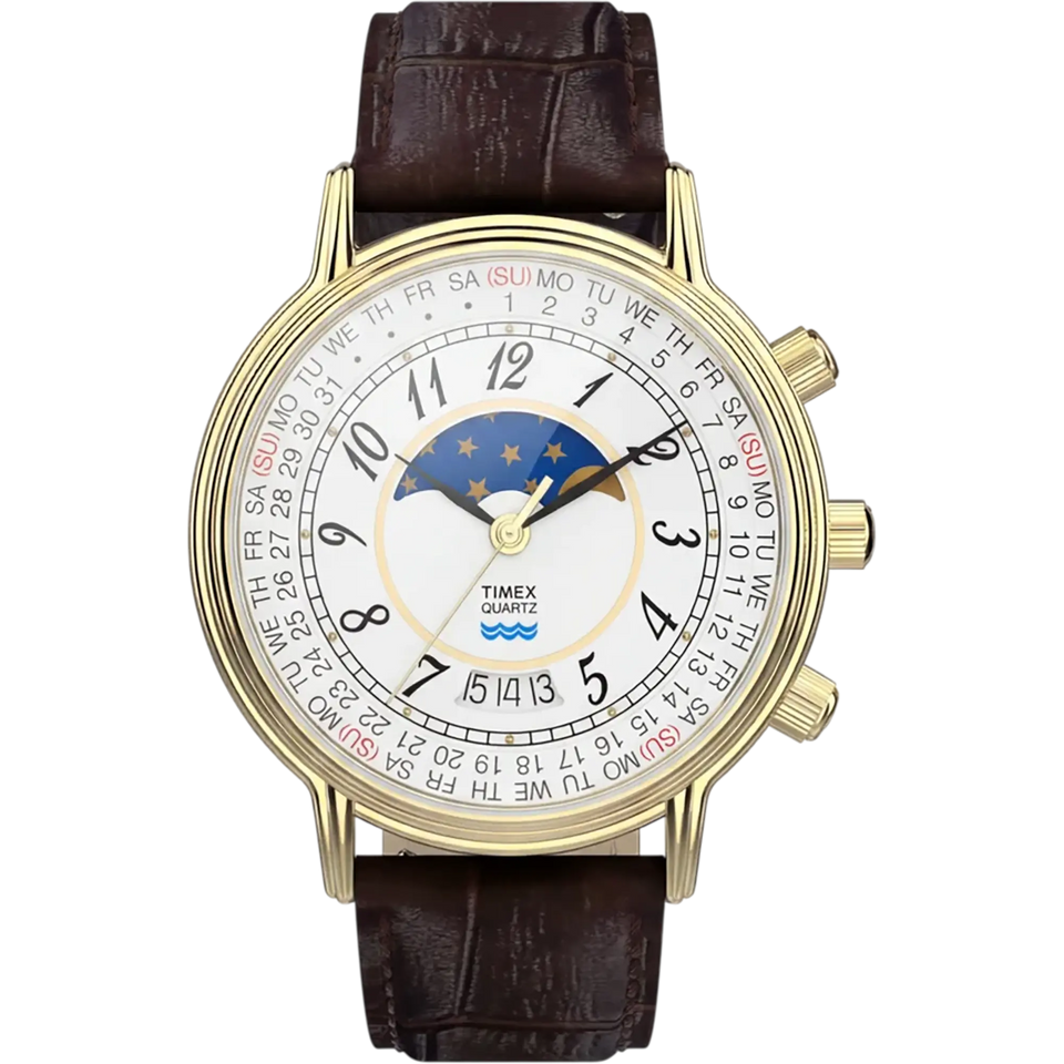 Francis & Gaye Men's 1990 Moon Phase Reissue 37mm Leather Watch