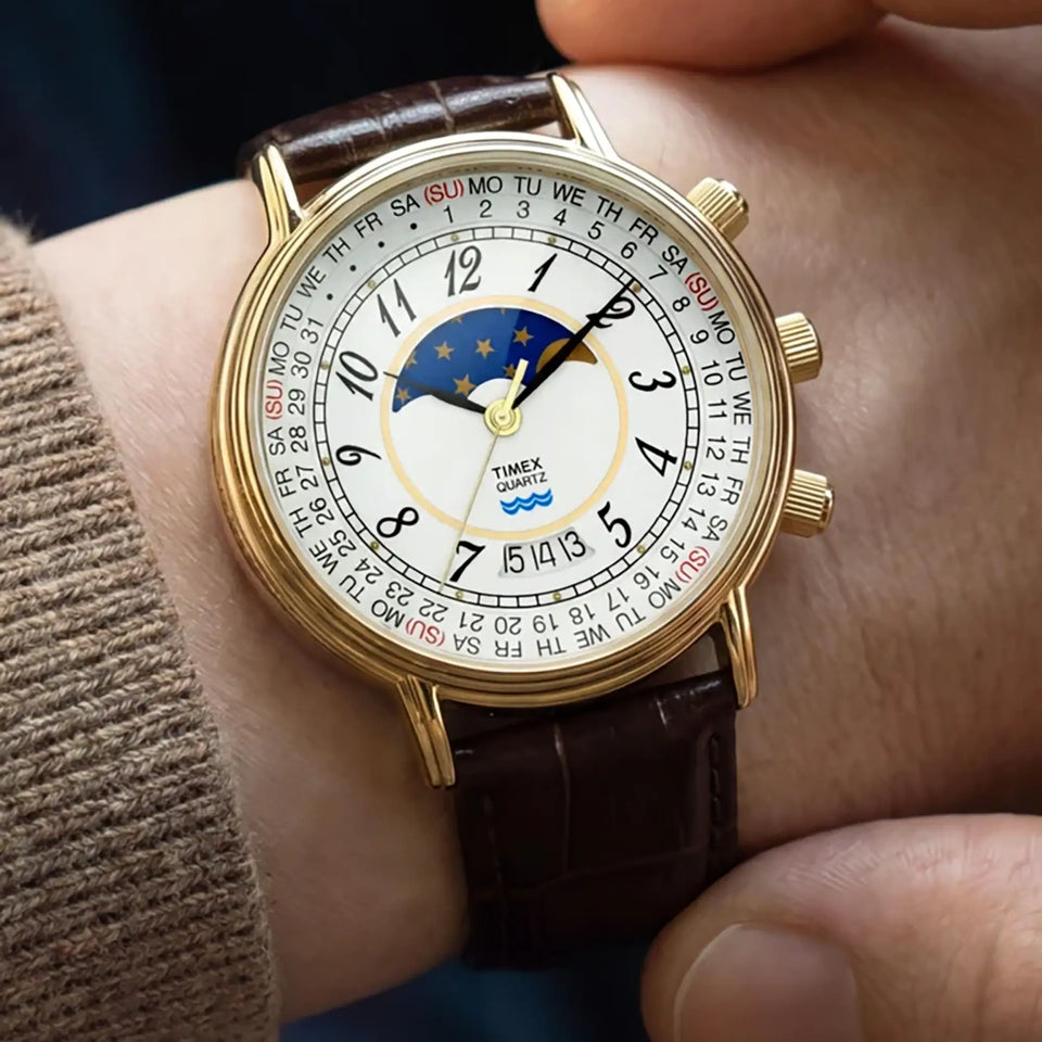 Francis & Gaye Men's 1990 Moon Phase Reissue 37mm Leather Watch