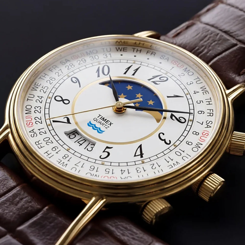 Francis & Gaye Men's 1990 Moon Phase Reissue 37mm Leather Watch