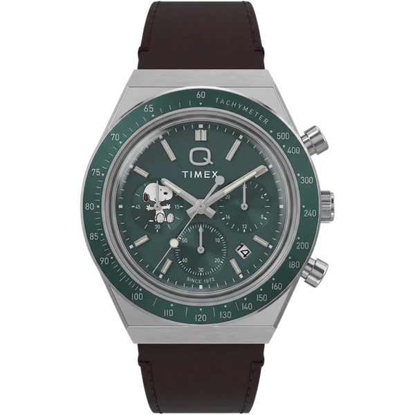 Timex Q x Peanuts® Chronograph 40mm Green Watch