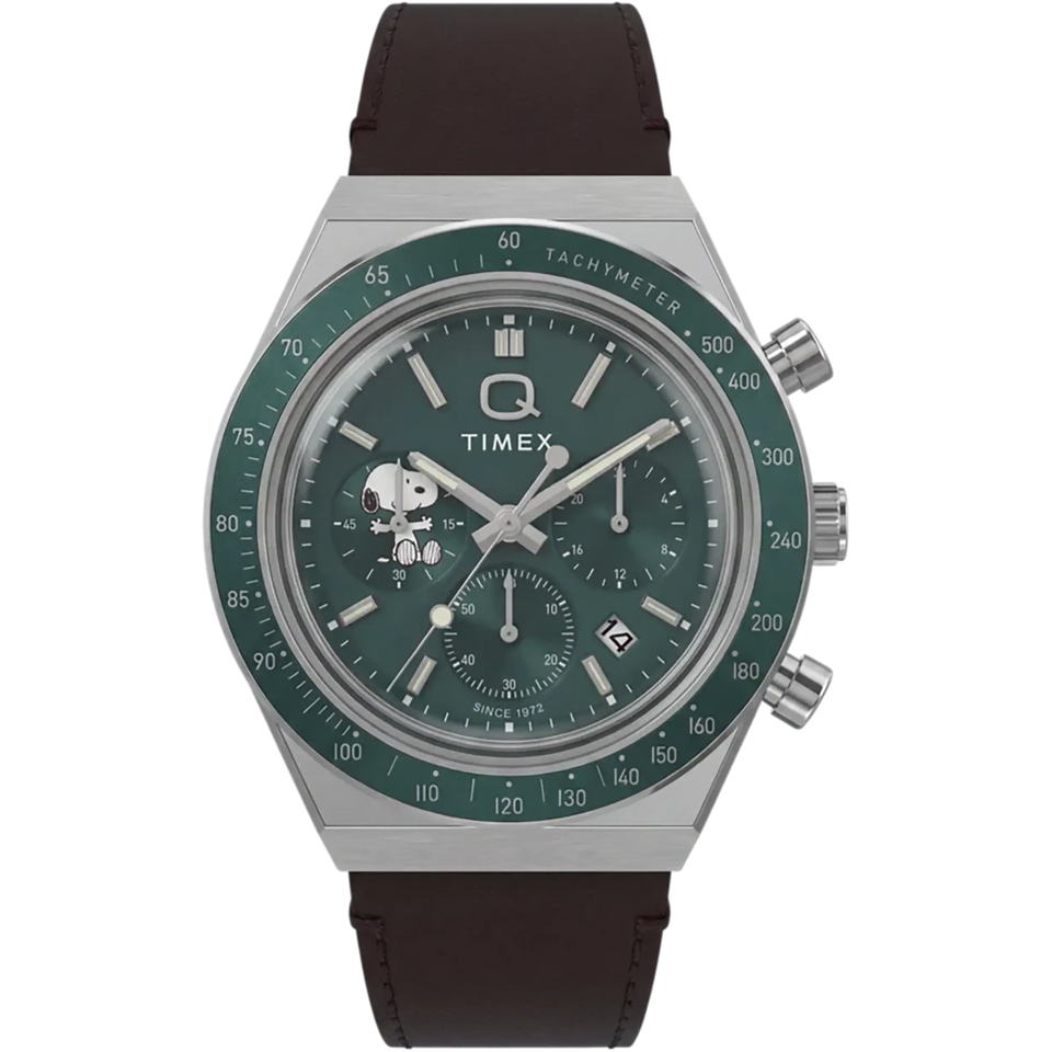 Timex Q x Peanuts® Chronograph 40mm Green Watch