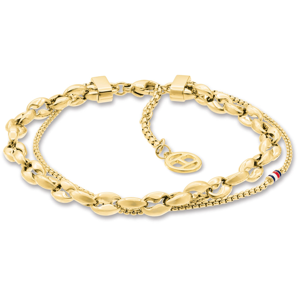 Tommy Hilfiger Ladies' Layering Gold Tone Double Chain Bracelet