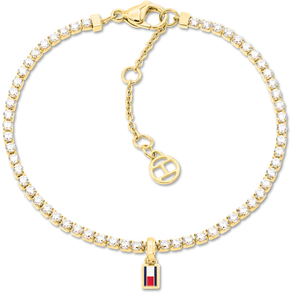 Tommy Hilfiger Ladies' TH Tennis Gold Tone Stone Set Bracelet