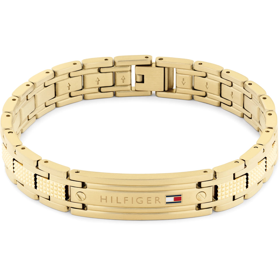 Tommy Hilfiger Men's Oxford Gold Tone ID Bar Link Bracelet