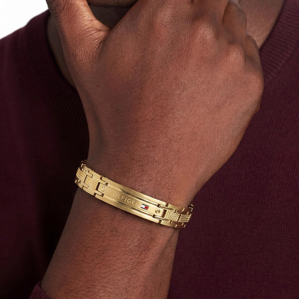 Tommy Hilfiger Men's Oxford Gold Tone ID Bar Link Bracelet