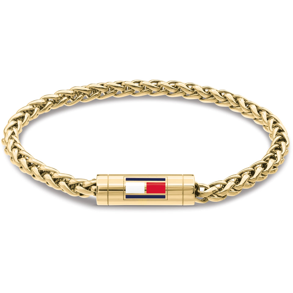 Tommy Hilfiger Men's Barrel Gold Toned Interwoven Chain Bracelet