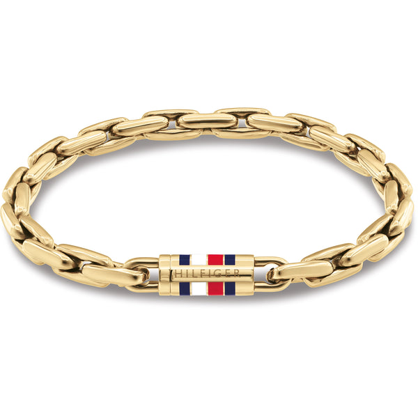 Tommy Hilfiger Men's Chain Gold Tone Logo Clasp Bracelet