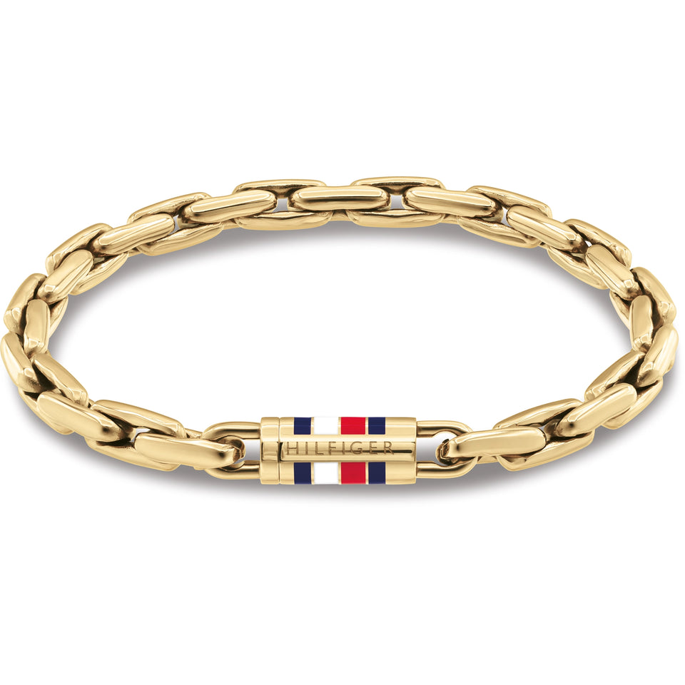 Tommy Hilfiger Men's Chain Gold Tone Logo Clasp Bracelet