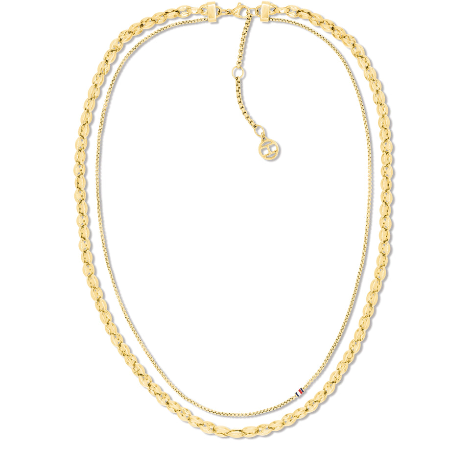 Tommy Hilfiger Ladies' Layering Gold Tone Double Chain Necklace