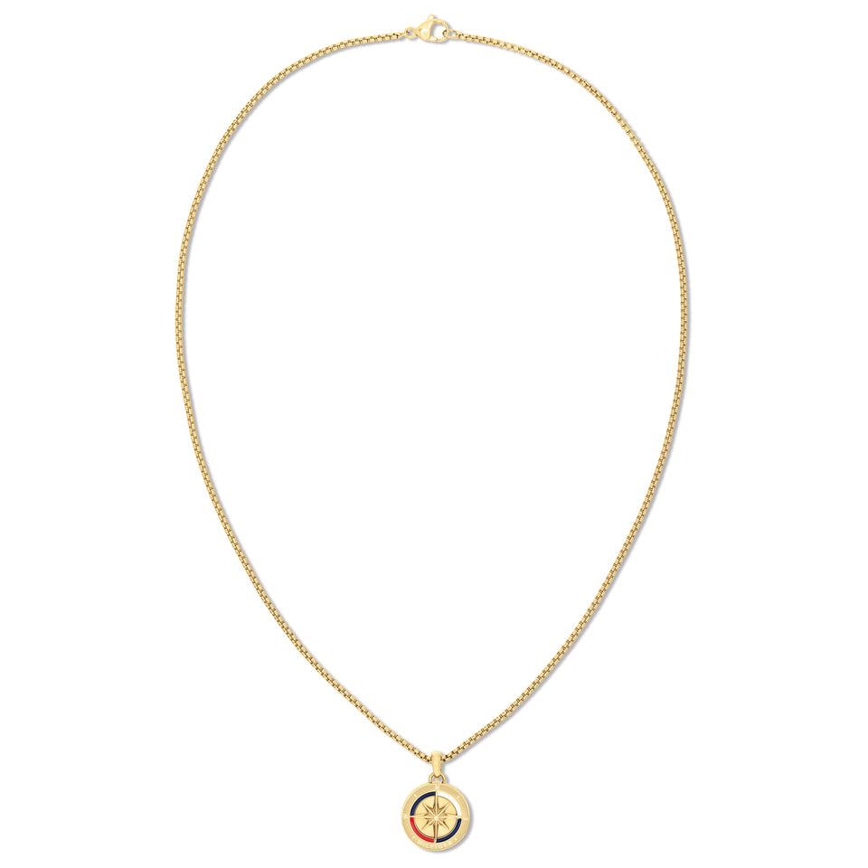 Tommy Hilfiger Men's Compass Gold Tone Charm Necklace