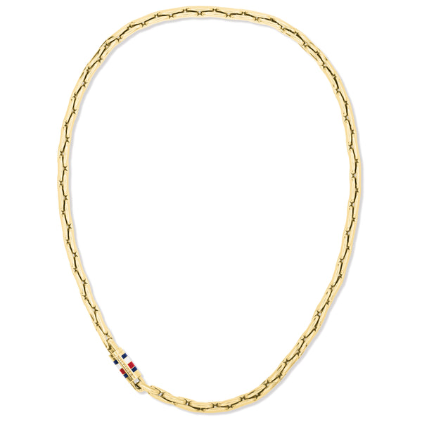 Tommy Hilfiger Men's Chain Gold Tone Logo Clasp Necklace